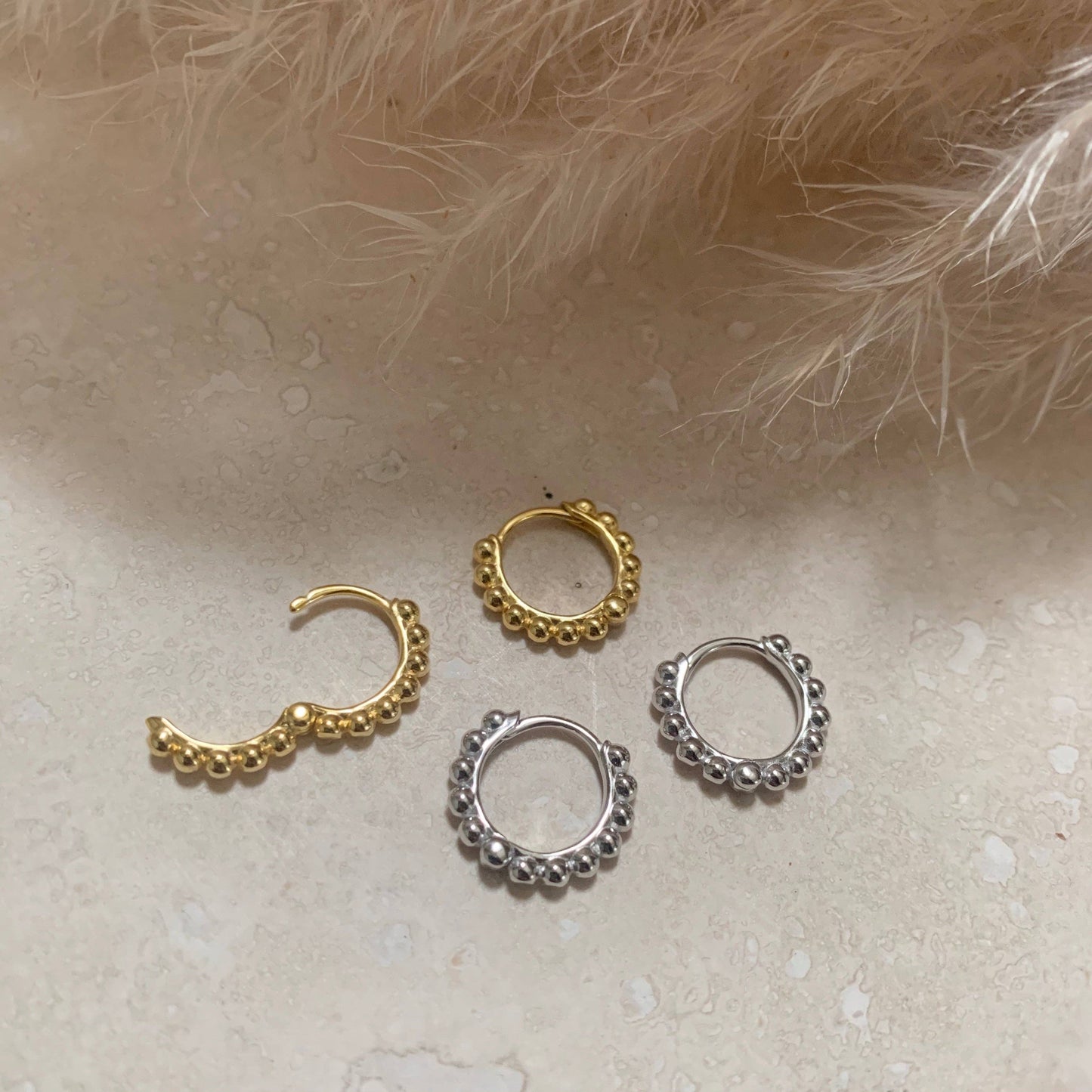 Little Nell Jewellery: Gold Plated Hinged Bubble Hoop Earrings