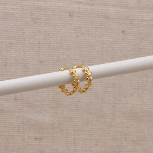 Little Nell Jewellery: Gold Laurel Huggie Hoops