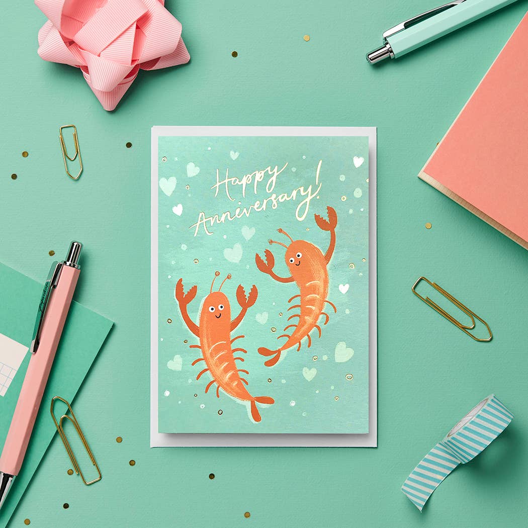 Stormy Knight: Lobsters Gold Foil Luxury Anniversary Card