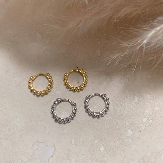 Little Nell Jewellery: Gold Plated Hinged Bubble Hoop Earrings